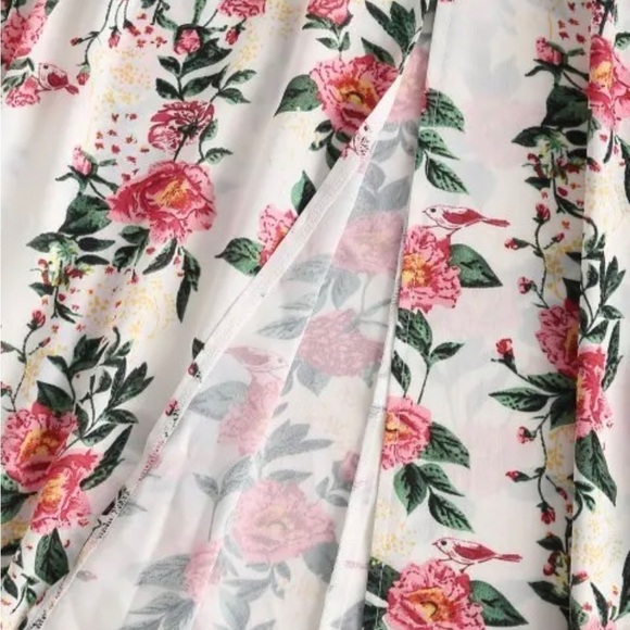 Zaful Tie Shoulder Floral Print High Slit Dress Small - Picture 3 of 6